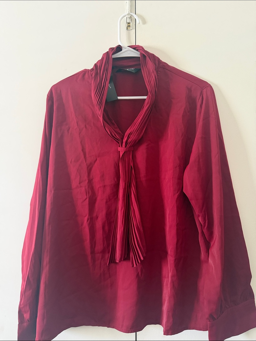Women’s Red Tie-Neck Blouse